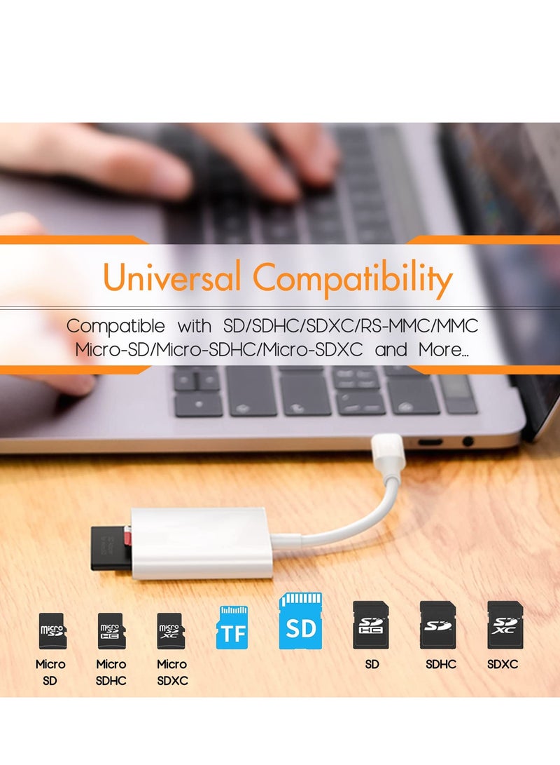 2-in-1 USB C SD Card Reader for Android - Micro SD to USB Adapter for Camera Memory Cards, Compatible with PCs, Phones, and Tablets (White) - Image 2